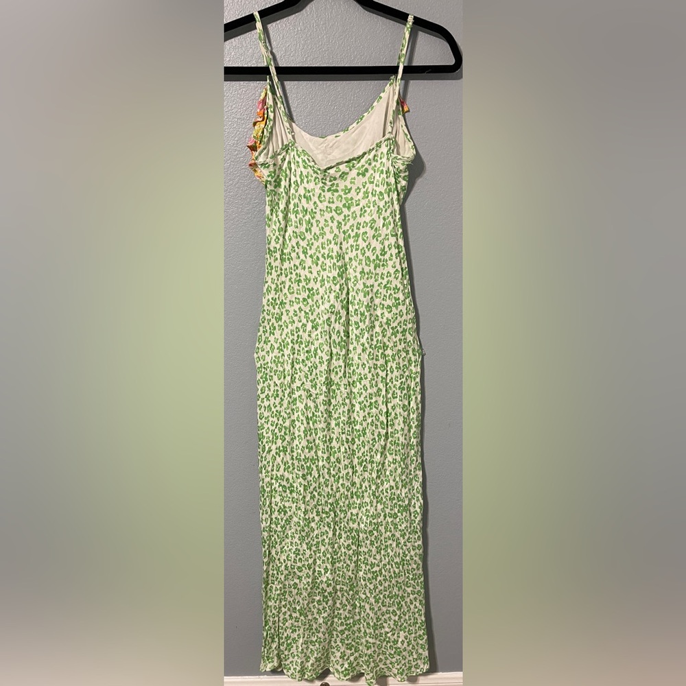 Rixo X Target Green Floral Ruffle Slip Dress Spaghetti Strap Midi Boho Y2K XS - Picture 4 of 7